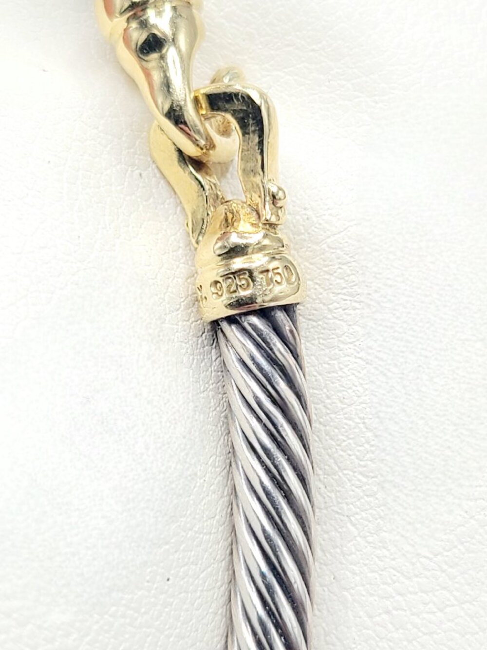 David Yurman Cable Buckle Choker Necklace w/ 18K Yellow Gold - 4mm - 15" - RARE - Picture 13 of 15
